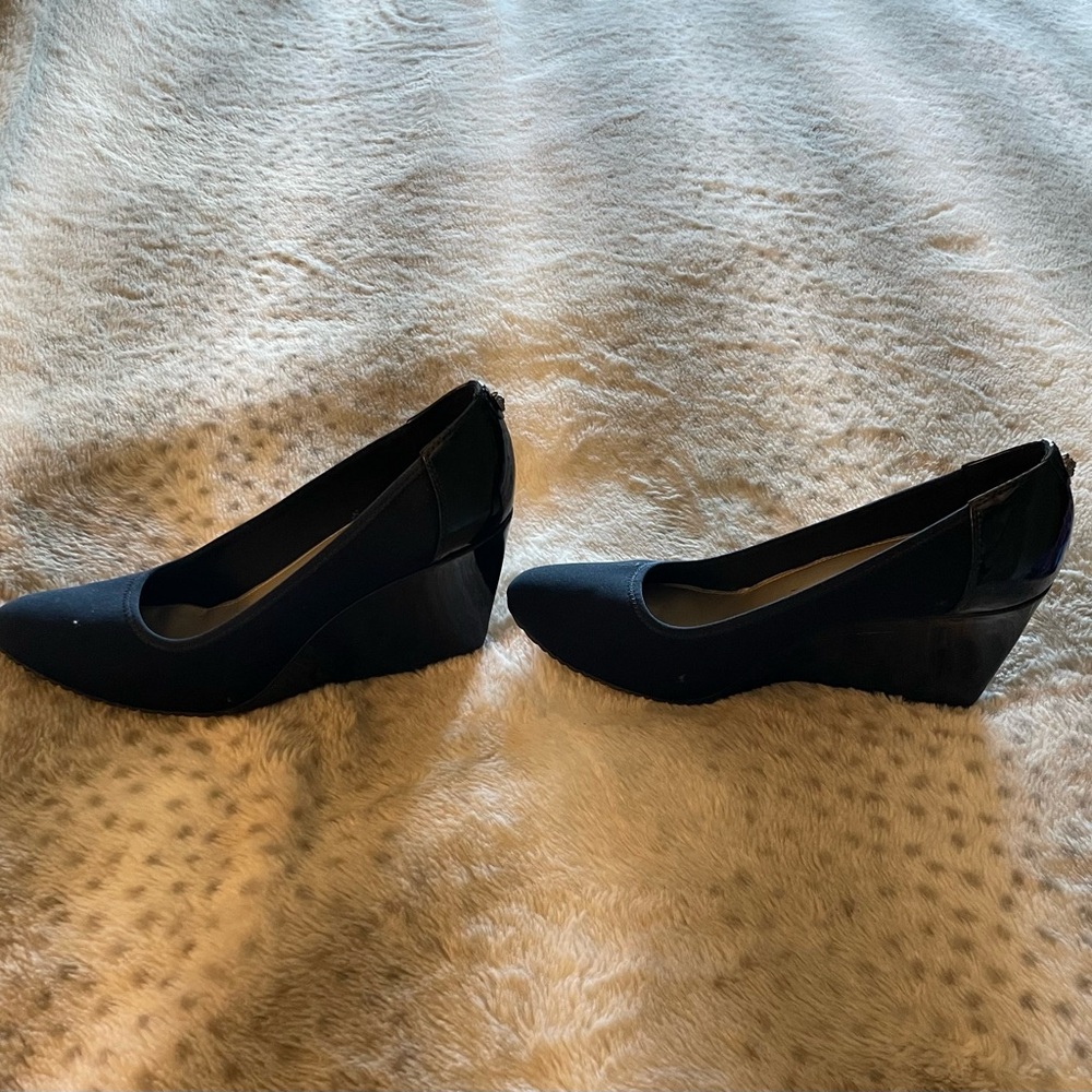 Navy blue and Klein wedge heels - Picture 4 of 5